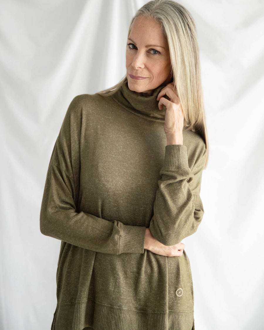 Cosset Relaxed Turtleneck Olive