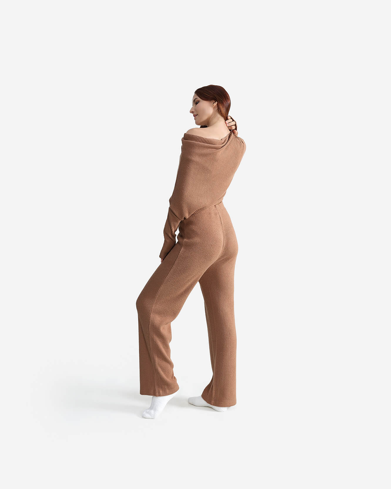 Sunday Citizen Faux Cashmere Asymmetrical Long Sleeve Cafe Au Lait