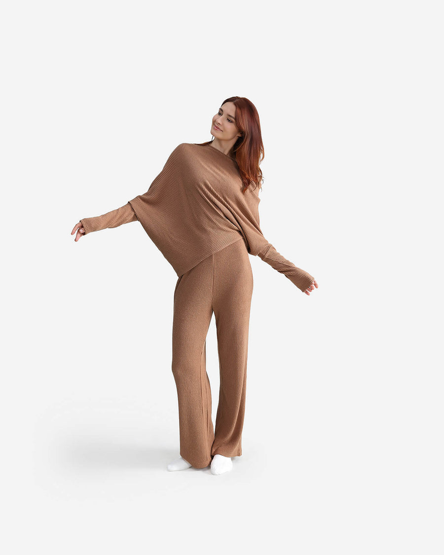 Image of Cloud Knit Asymmetrical Long Sleeve Top