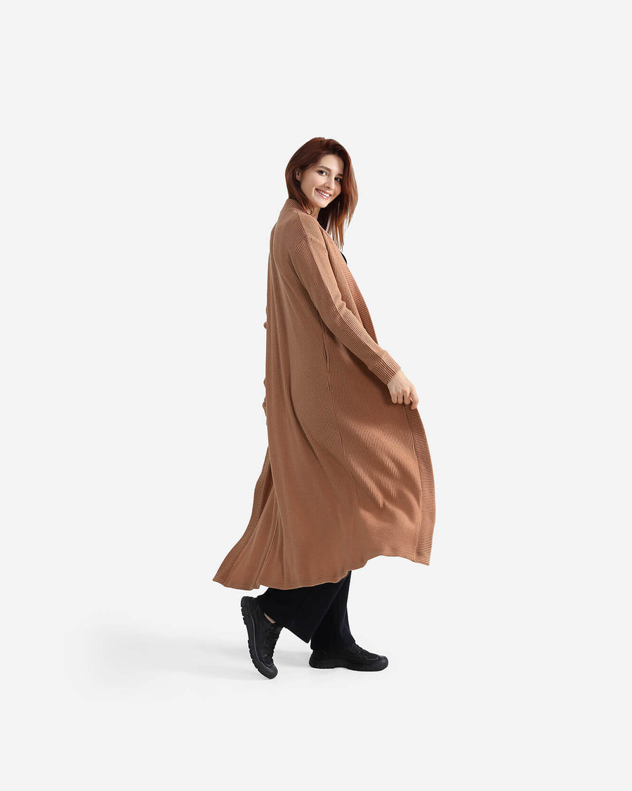 Sunday Citizen Faux Cashmere Long Cardigan Top Cafe Au Lait