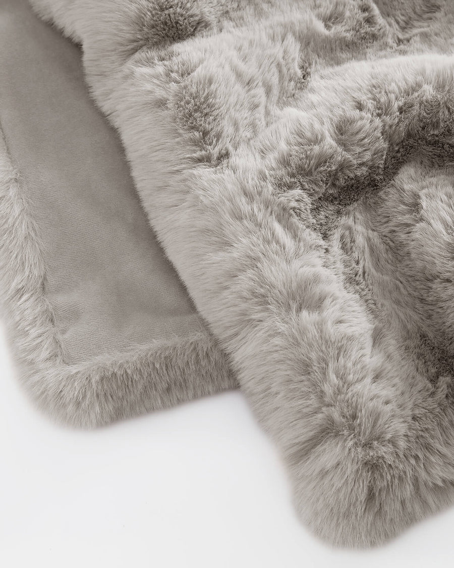 Breathable Faux Fur bed runner Grey