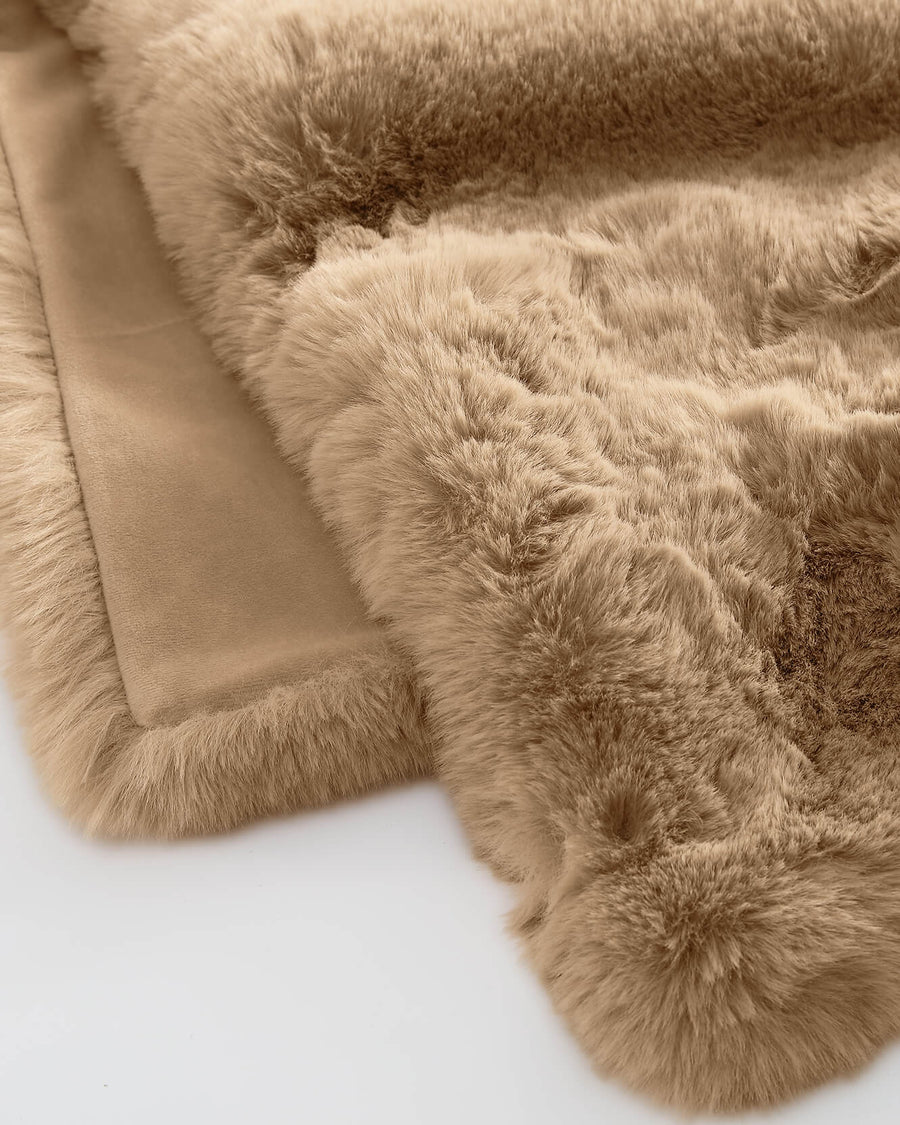 Breathable Faux Fur bed runner tan