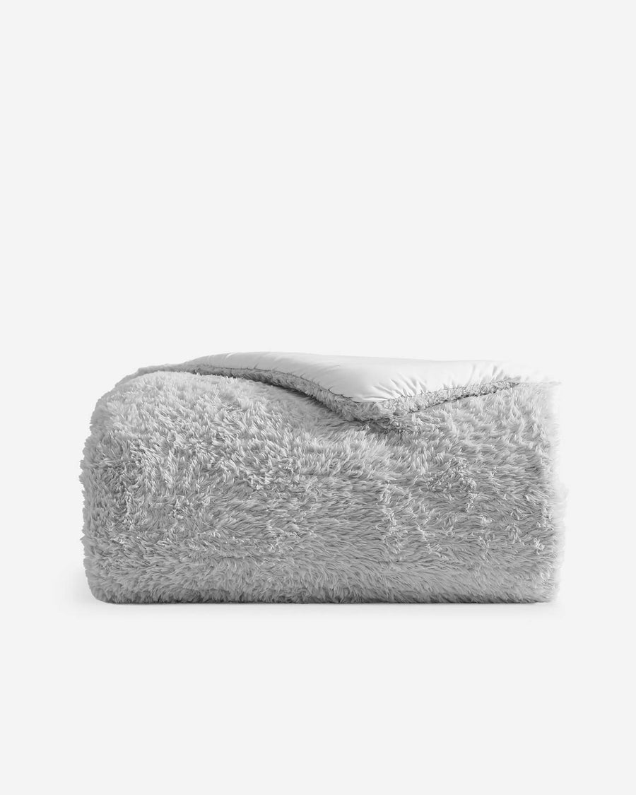 Breathable Faux Fur Comforter Gray