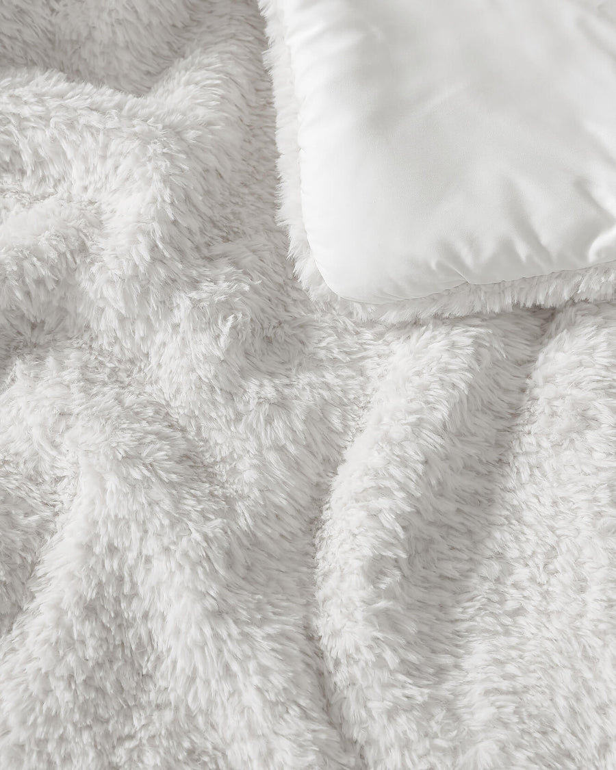 Breathable Faux Fur Comforter White
