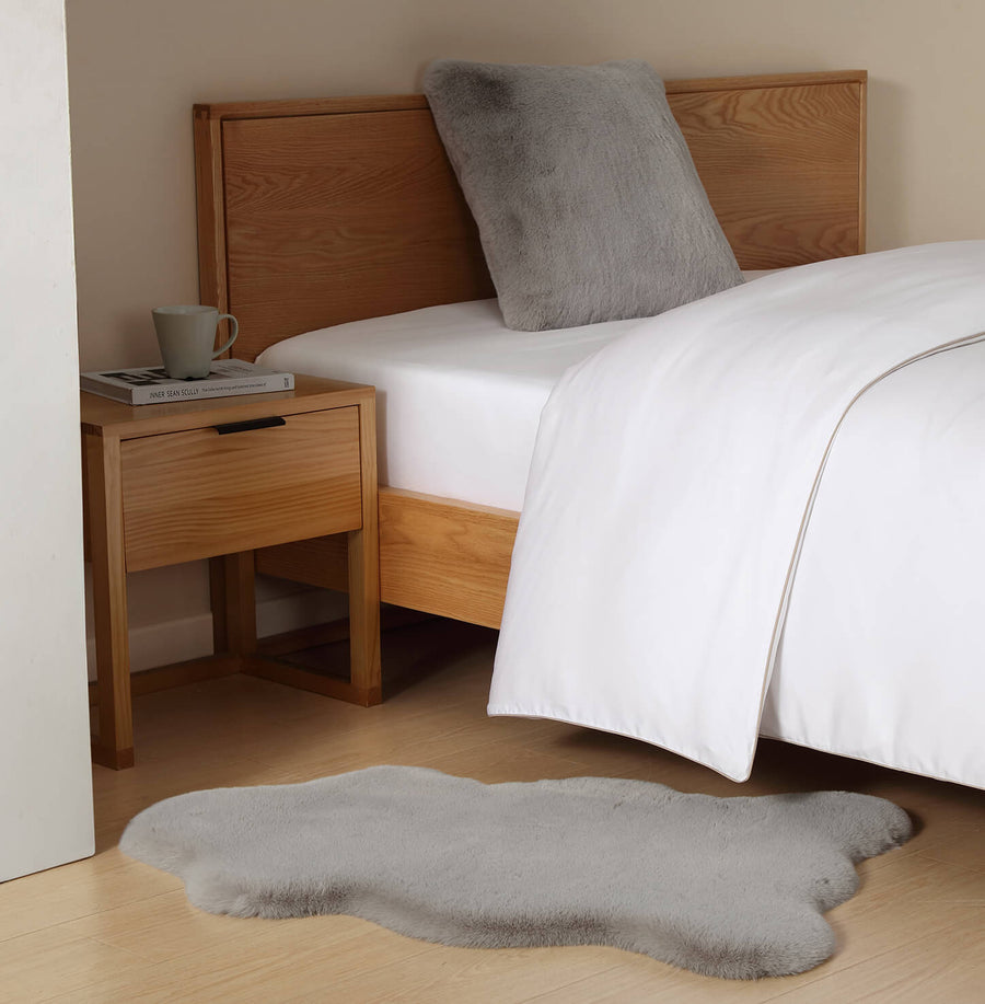 Sunday-Citizen_Faux-Fur-Throw-Rug Pillow Grey