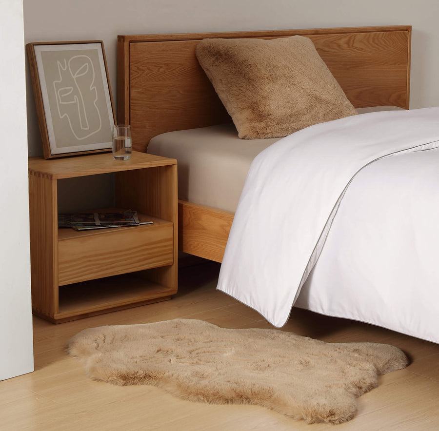 Sunday-Citizen_Faux-Fur-Throw-Rug Pillow Tan