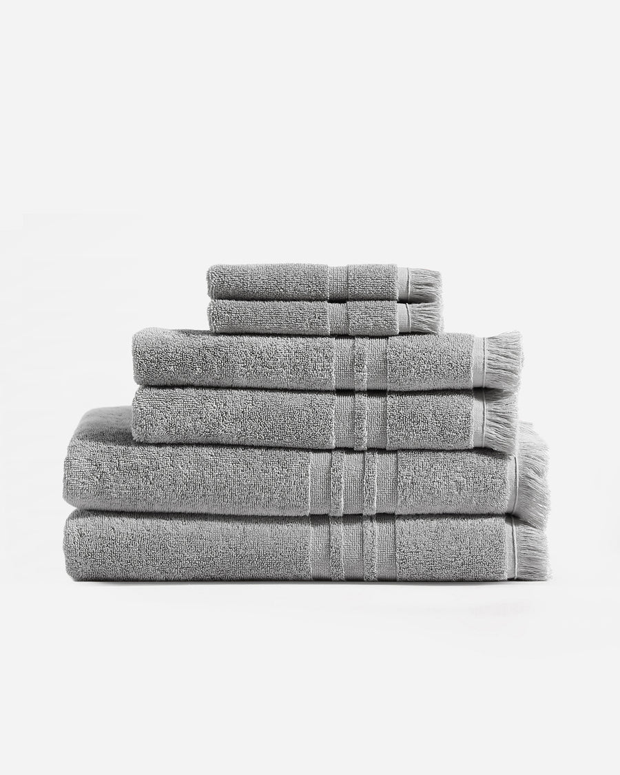 Fringed Towel Set Pearl Gray