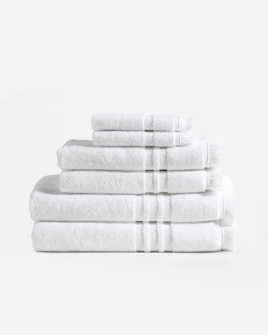 Fringed Towel Set Clear White