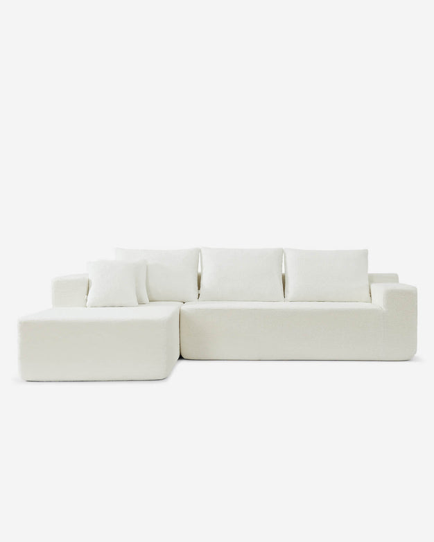 Cypress Modular Left-Side Chaise Sectional Sofa White