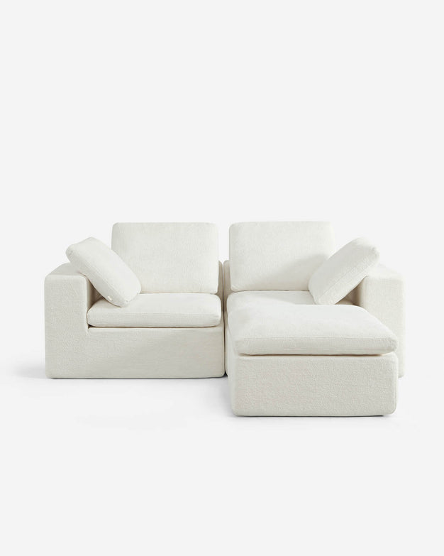 Hudson Modular Two Seater + Ottoman White