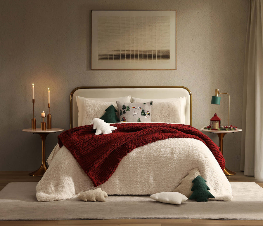 Breathable Faux Fur comforter Bundle White