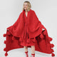 Braided Pom Pom Throw Rouge