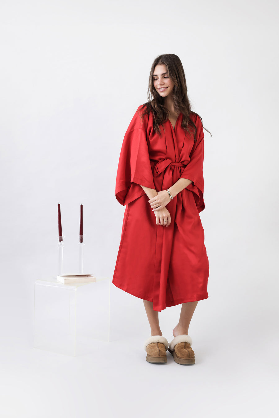 Silky Lyocell Kimono Rouge