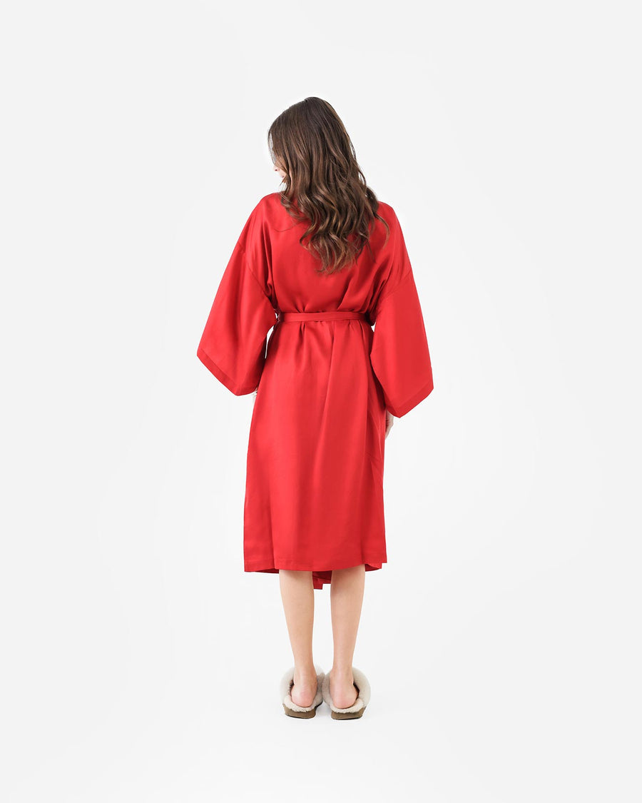 Silky Lyocell Kimono Rouge