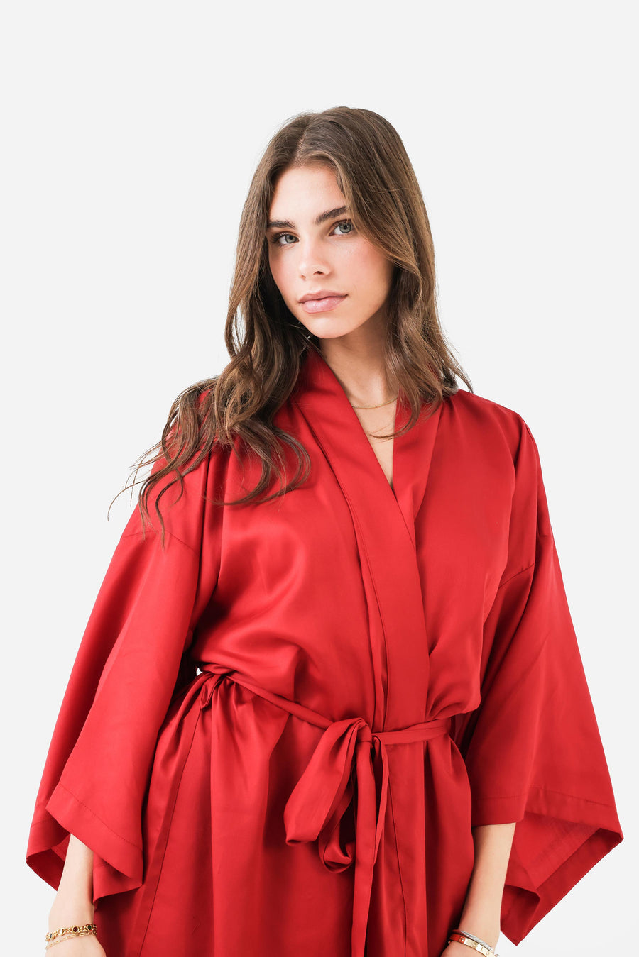 Silky Lyocell Kimono Rouge