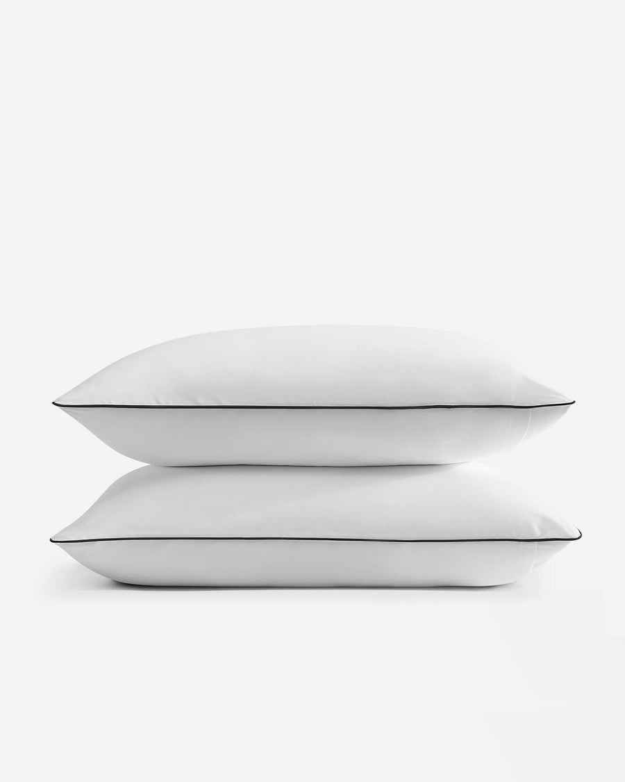 Luxe Bamboo Piping Sham Set White - Black