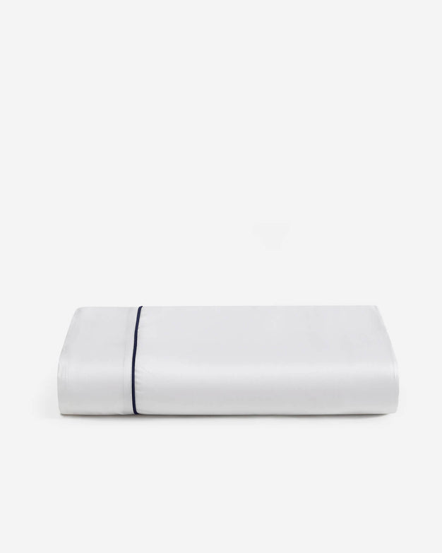 Sunday-Citizen_Luxe-Bamboo-Piping-Top-Sheet White - Midnight Baritone Blue 