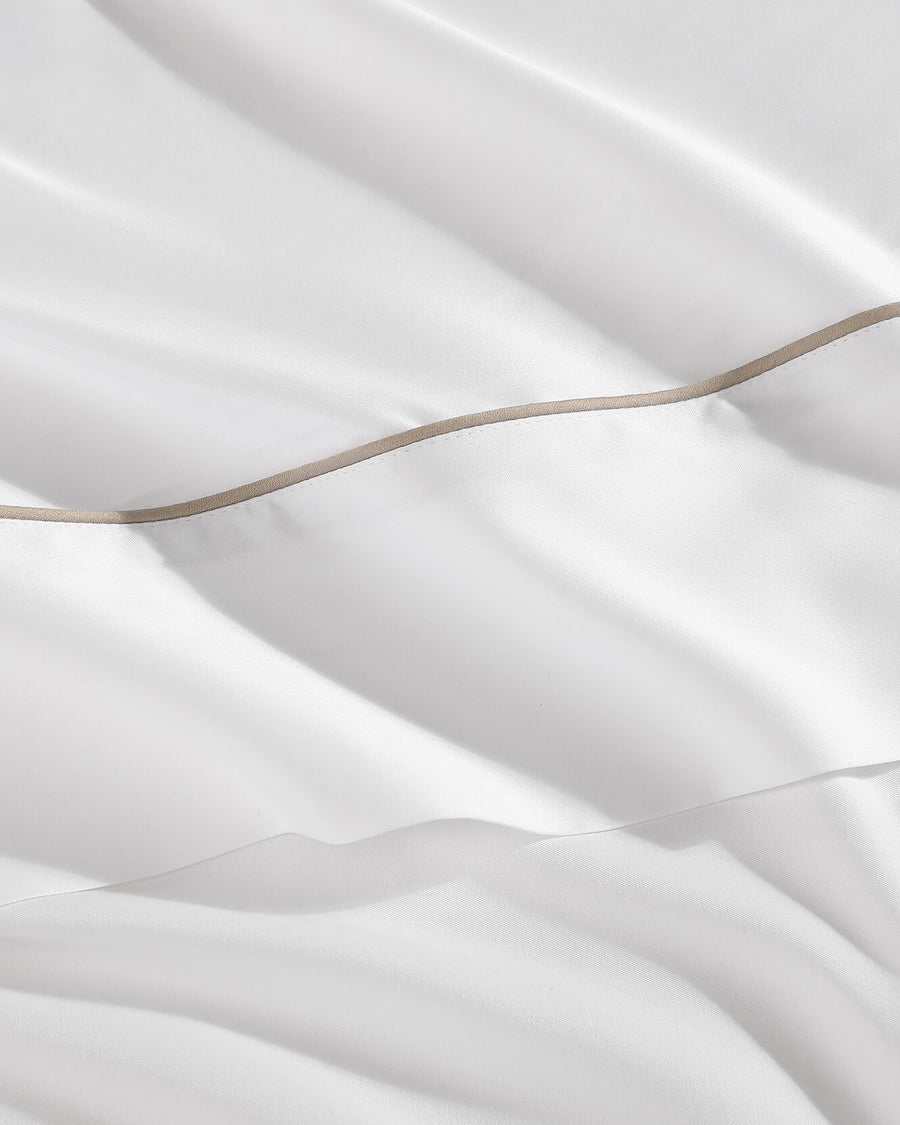 Sunday-Citizen_Luxe-Bamboo-Piping-Top-Sheet White - Taupe