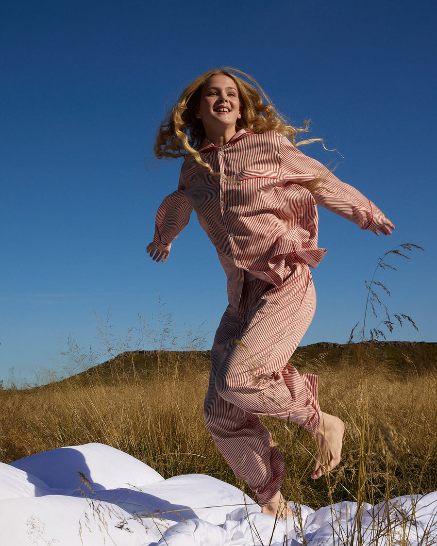 Image of Silky Lyocell Long Striped Pajama Set