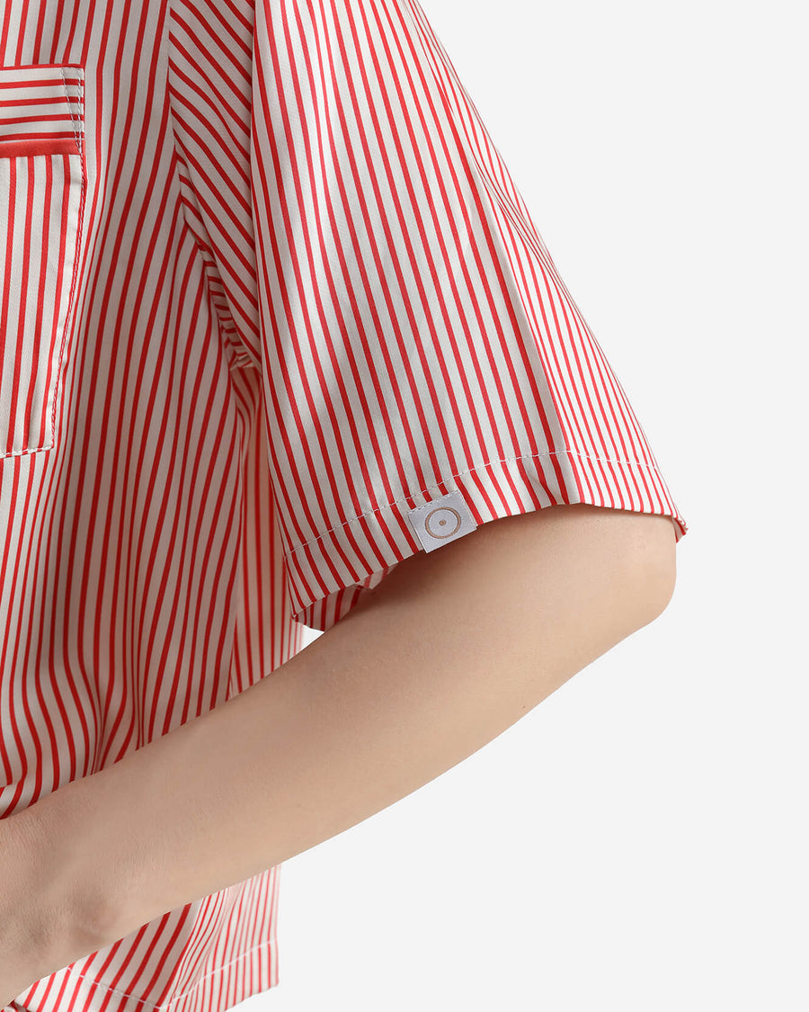 Sunday Citizen Lyocell Short Striped PJ  Set Stripes Red White