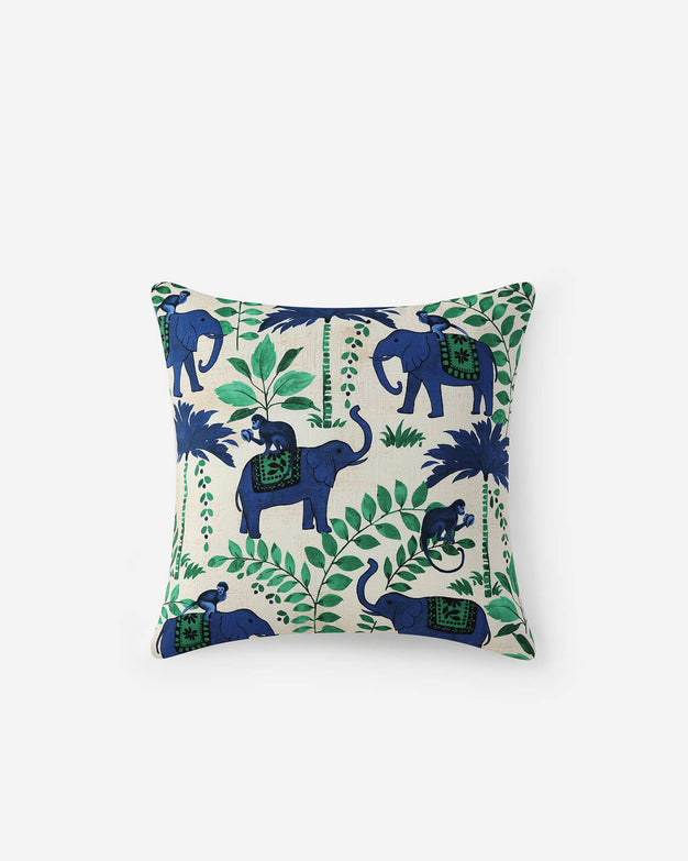 Sunday-Citizen_Monkey-On-Elephant-Throw-Pillow_Baritone Blue