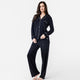 Naked Modal Long PJ Set Black - Ivory Piping