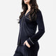 Naked Modal Long PJ Set Black - Ivory Piping