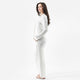 Naked Modal Long PJ Set Ivory - Biscotti Piping