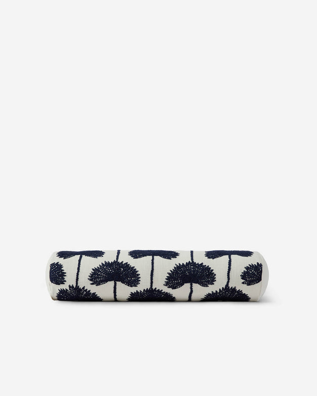 Palm_Leaf_Embroidered_Throw_Pillow_Bolster Navy - Off White