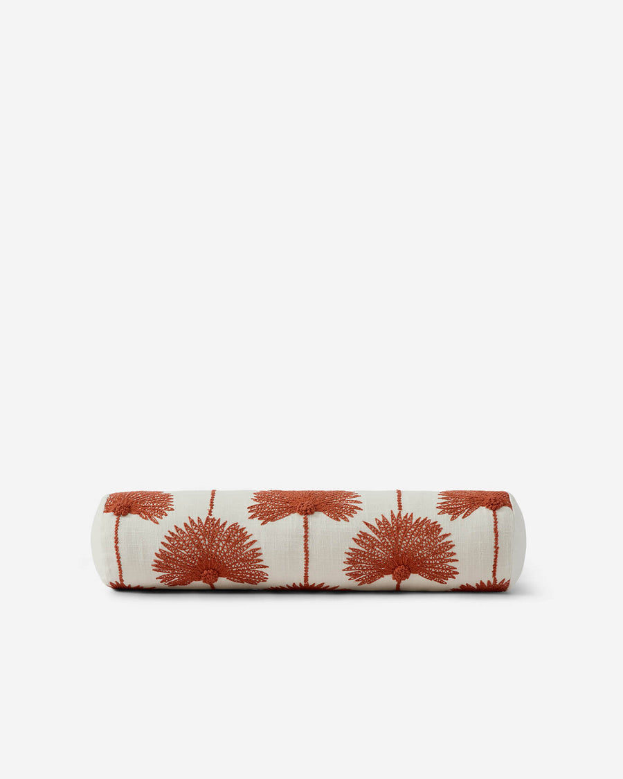 Image of Palm Leaf Embroidered Bolster Pillow