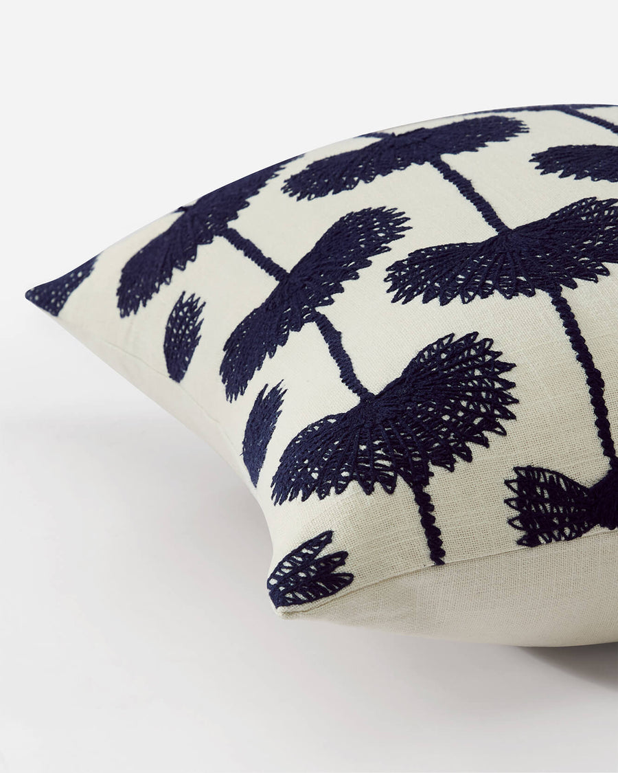 Palm_Leaf_Embroidered_Bolster_Pillow_ Navy - Off White