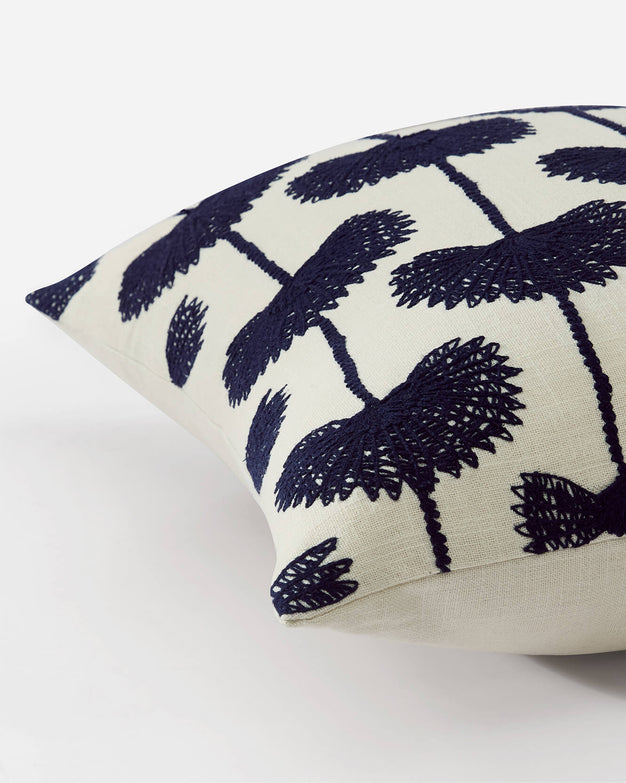 Palm_Leaf_Embroidered_Bolster_Pillow_ Navy - Off White