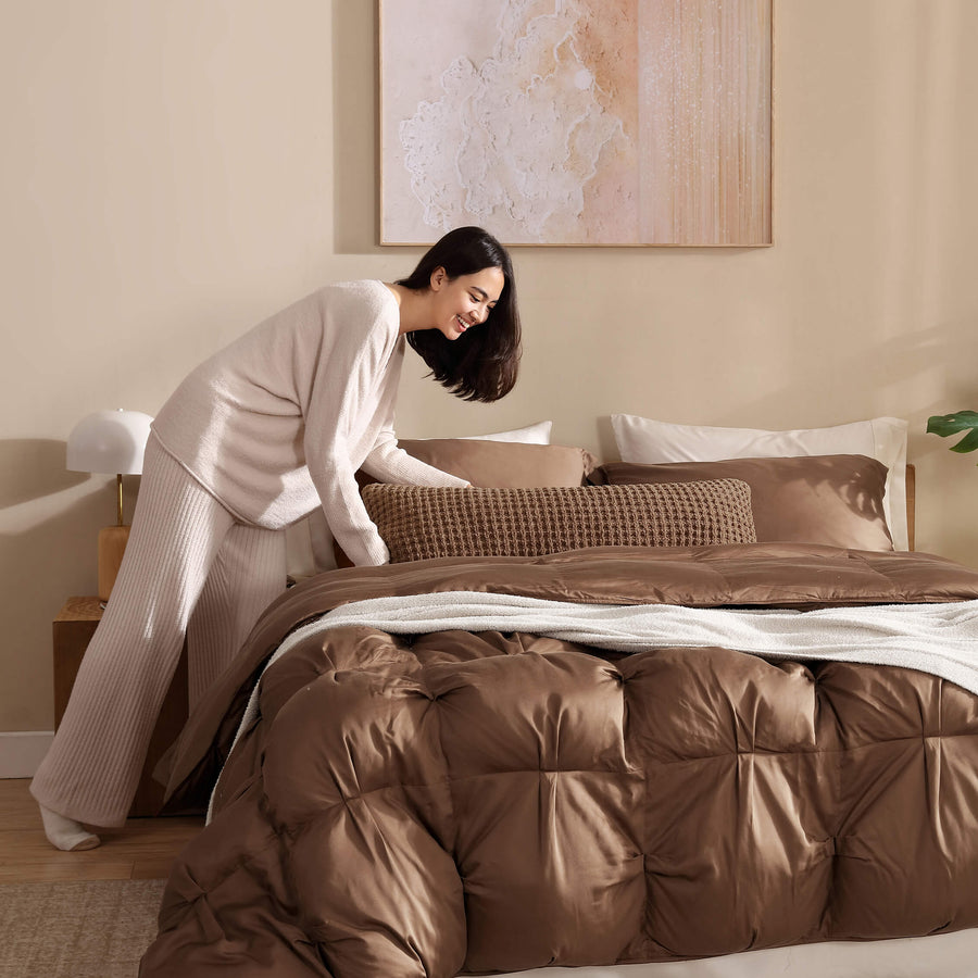 Premium Bamboo Bubble Comforter Chestnut