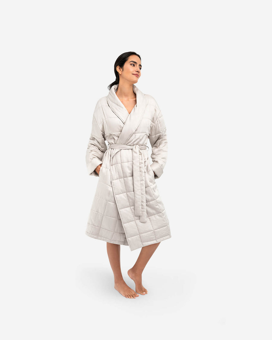 Quilted Robe Harbor Mist Grey