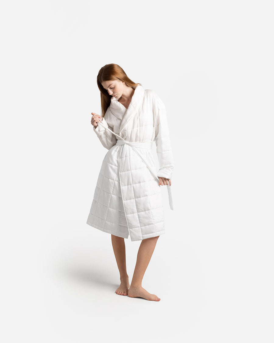 Quilted Robe Off White