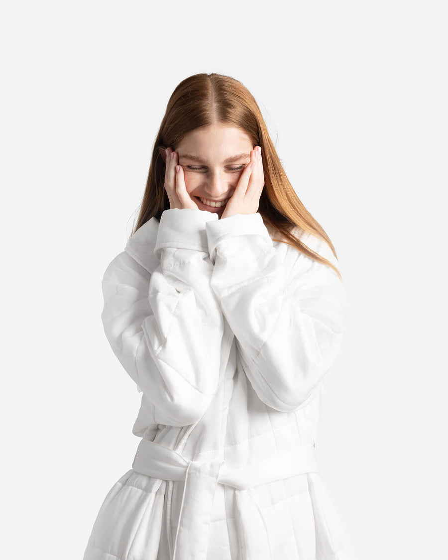 Quilted Robe Off White