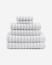 Turkish Cotton Rib Towel Set Clear White