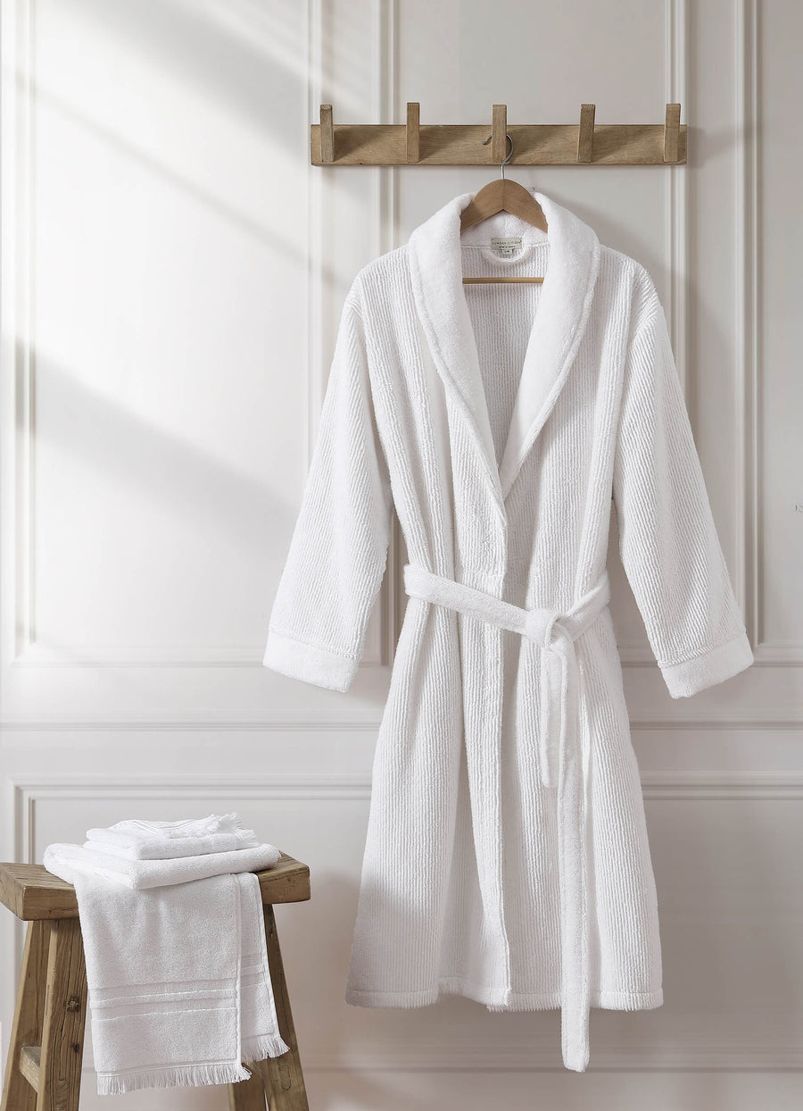 Ribbed Bath Robe Clear White