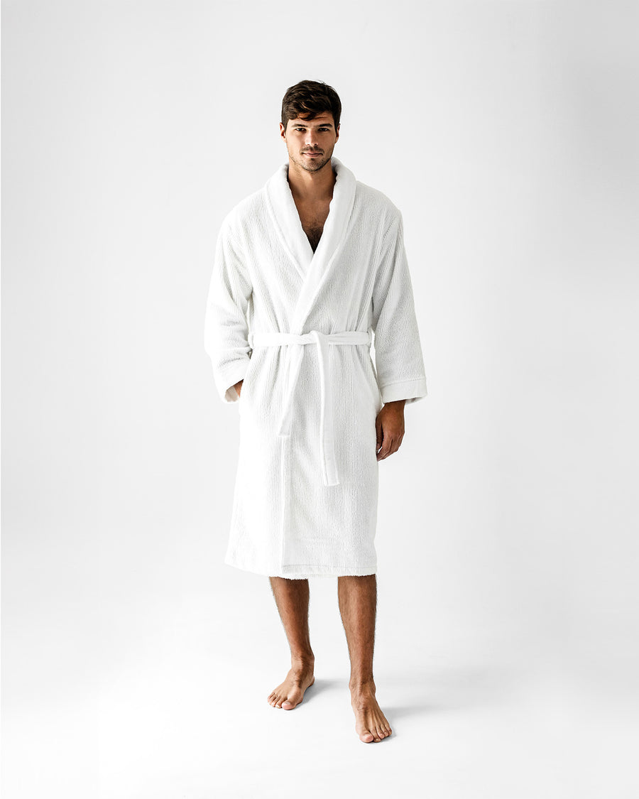 Ribbed Bath Robe Clear White