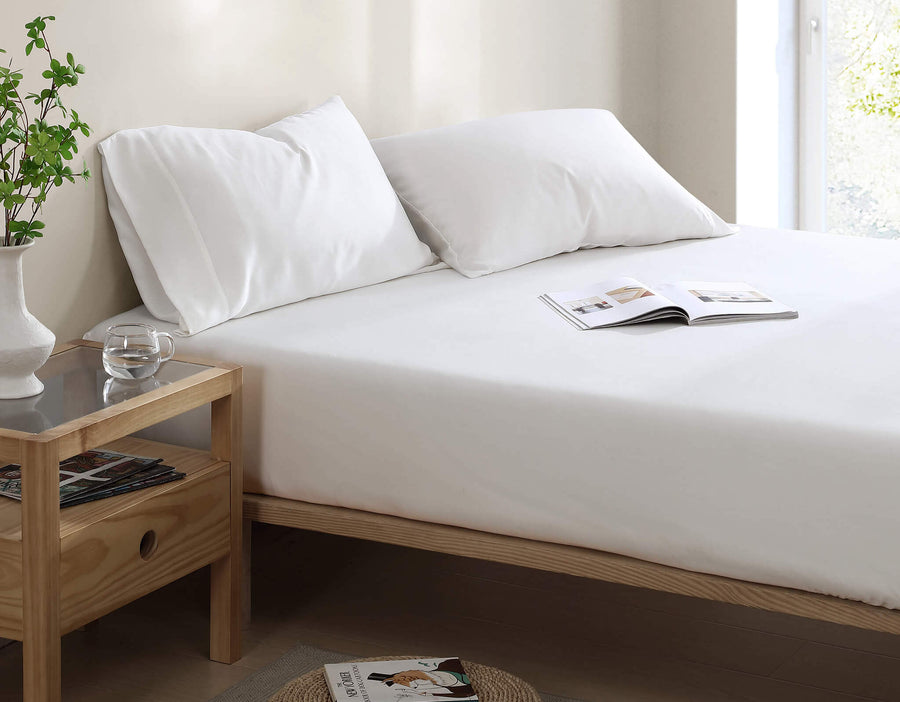 Silky Lyocell Fitted Sheet Clear White