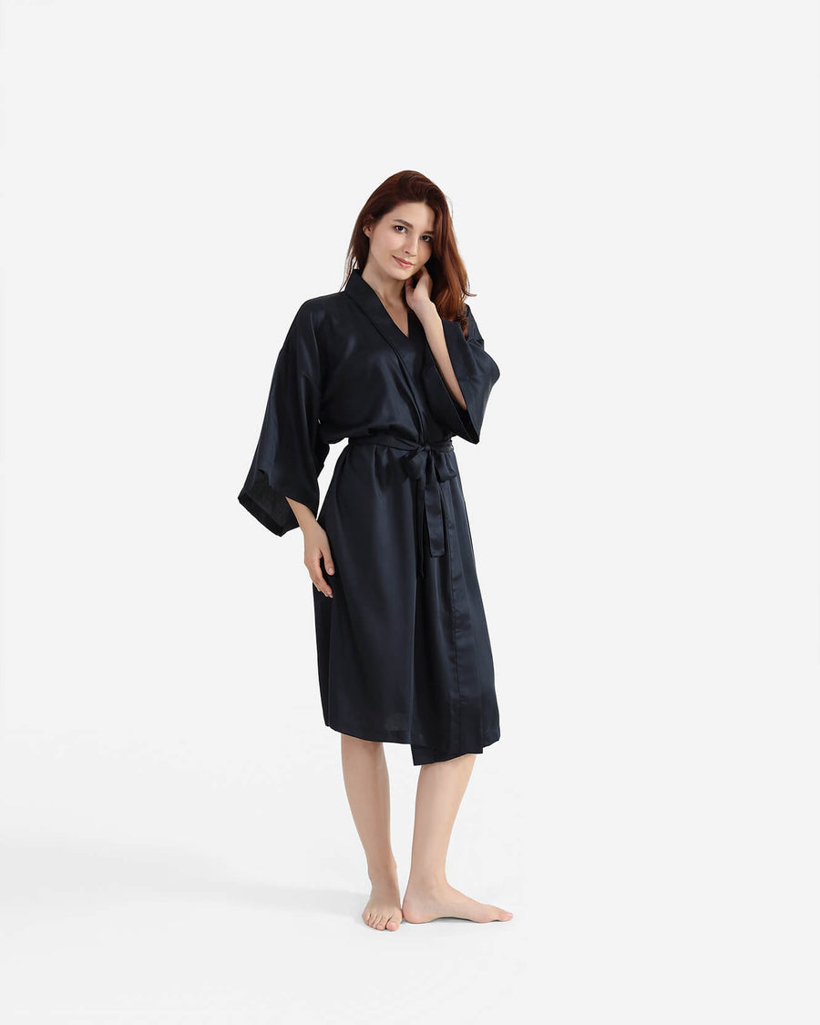 Silky Lyocell Kimono Jet Black