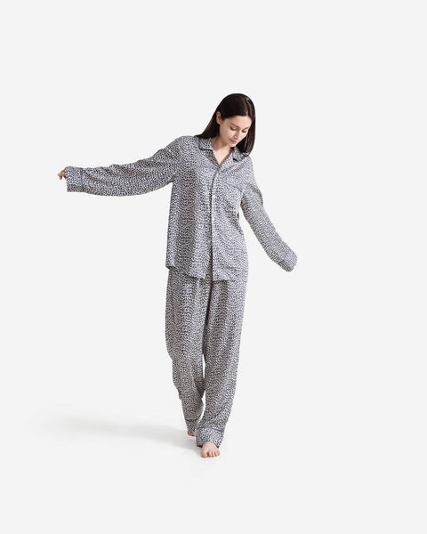 Silky Lyocell Long Leopard Print Pajama Set | Sunday Citizen