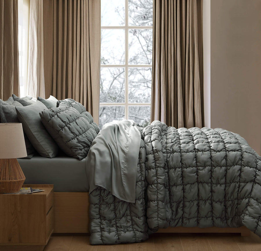 Sunday-Citizen_Silky-Lyocell-Puff- Sham Set Comforter Bundle Slate Grey