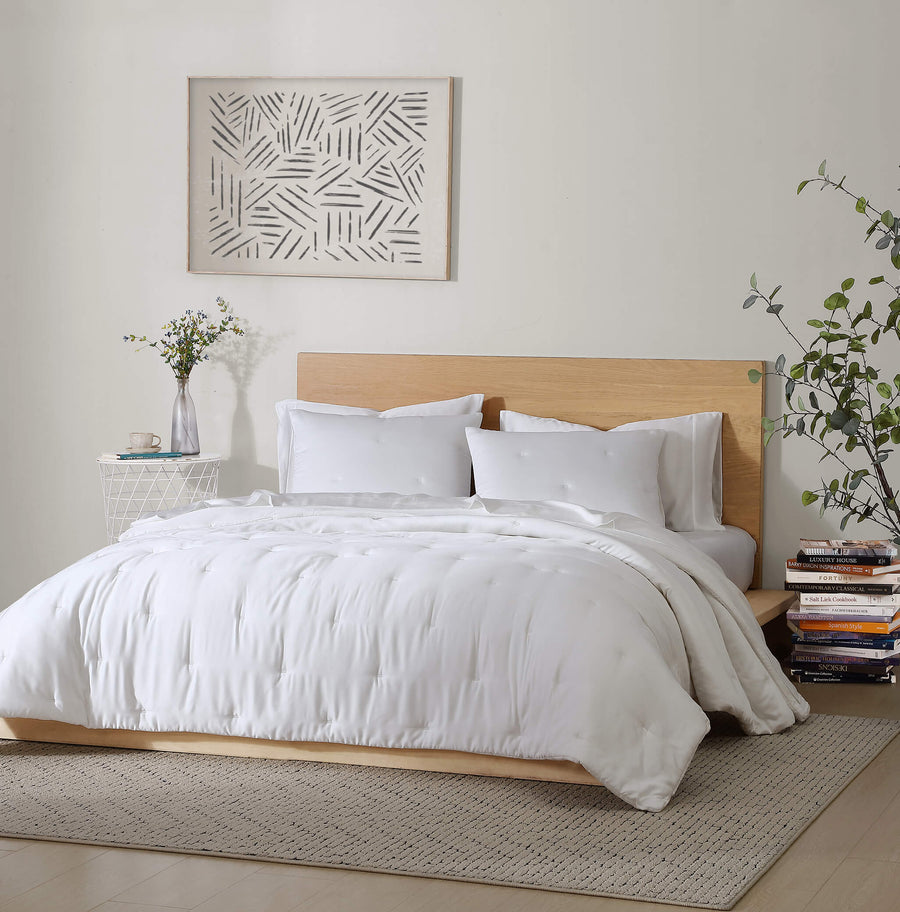 Silky Lyocell Stitch Comforter Clear White