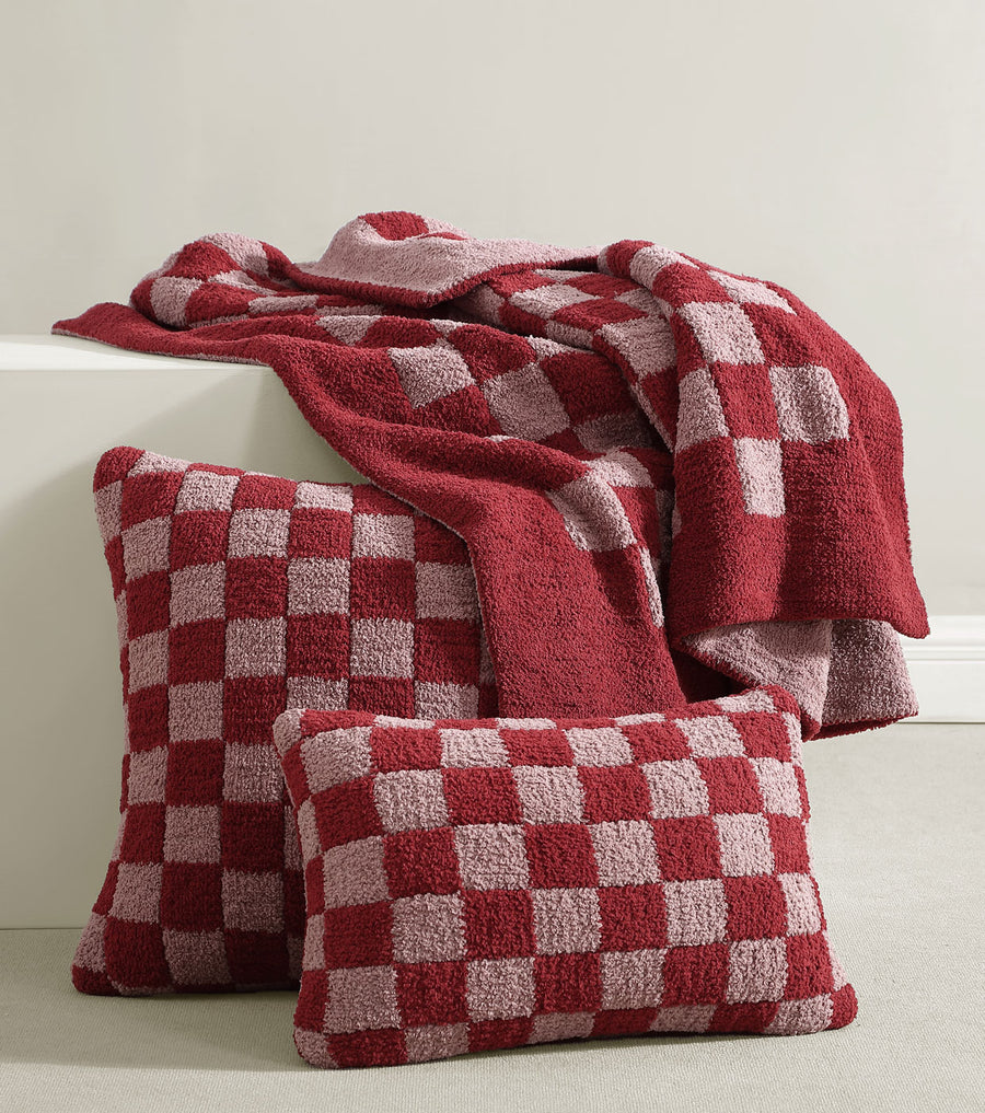 Checkerboard Throw Pillow Pomegranate - Rose