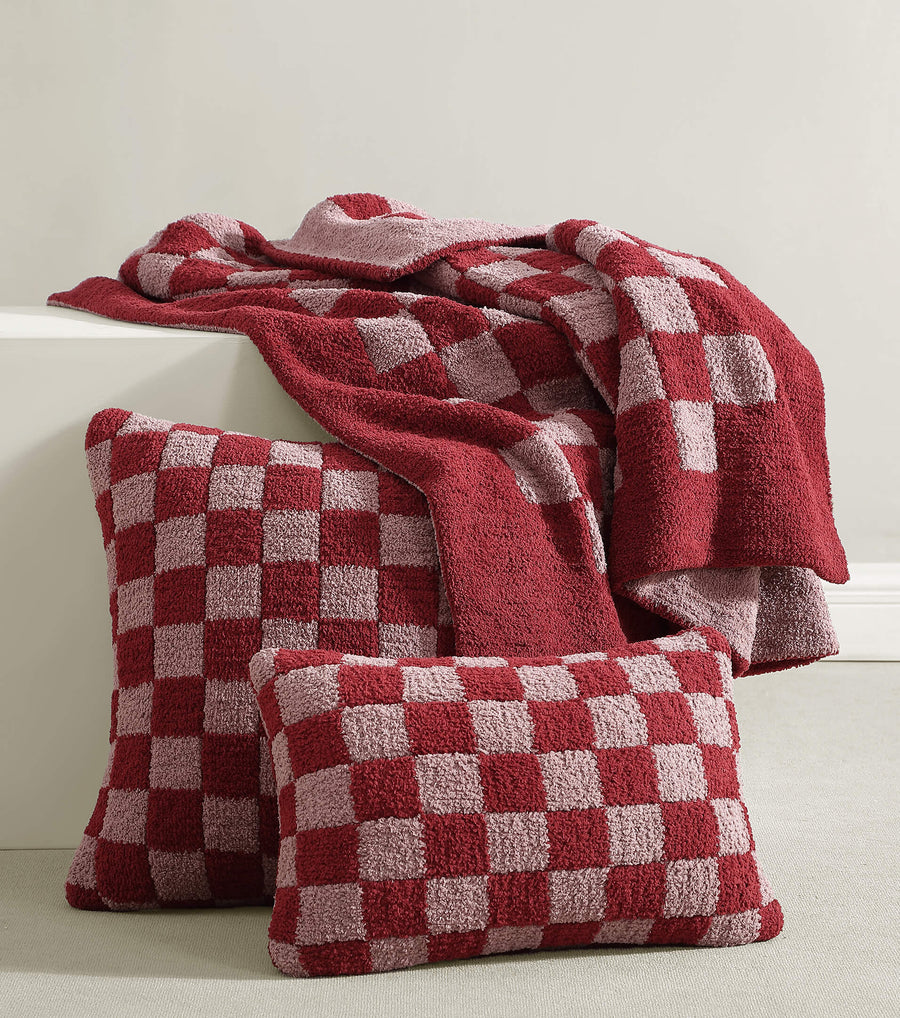 Checkerboard Mini Pillow Pomegranate - Rose