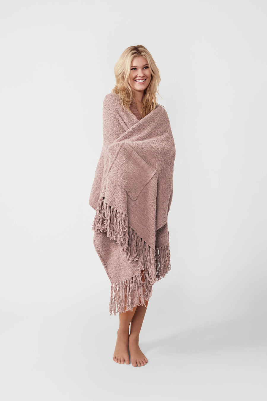 Snug Fringed Wrap Rose