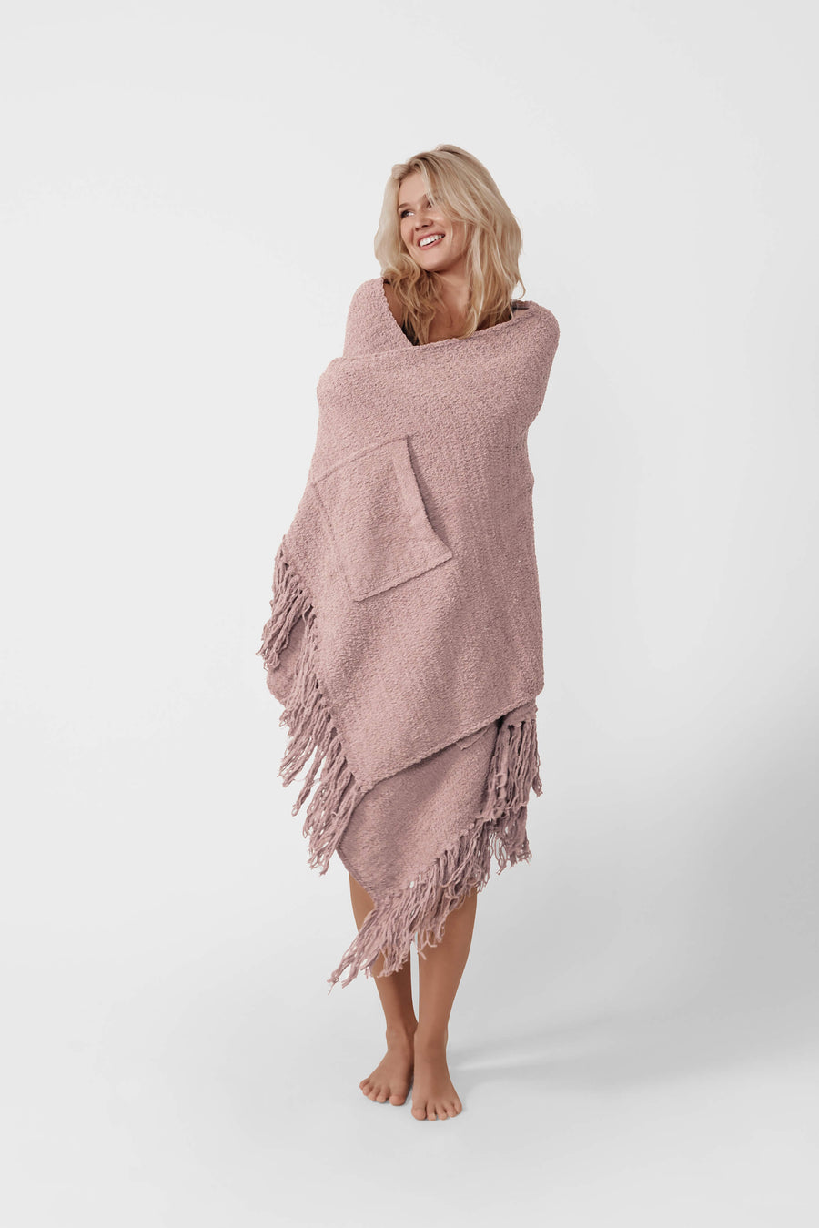 Snug Fringed Wrap Rose