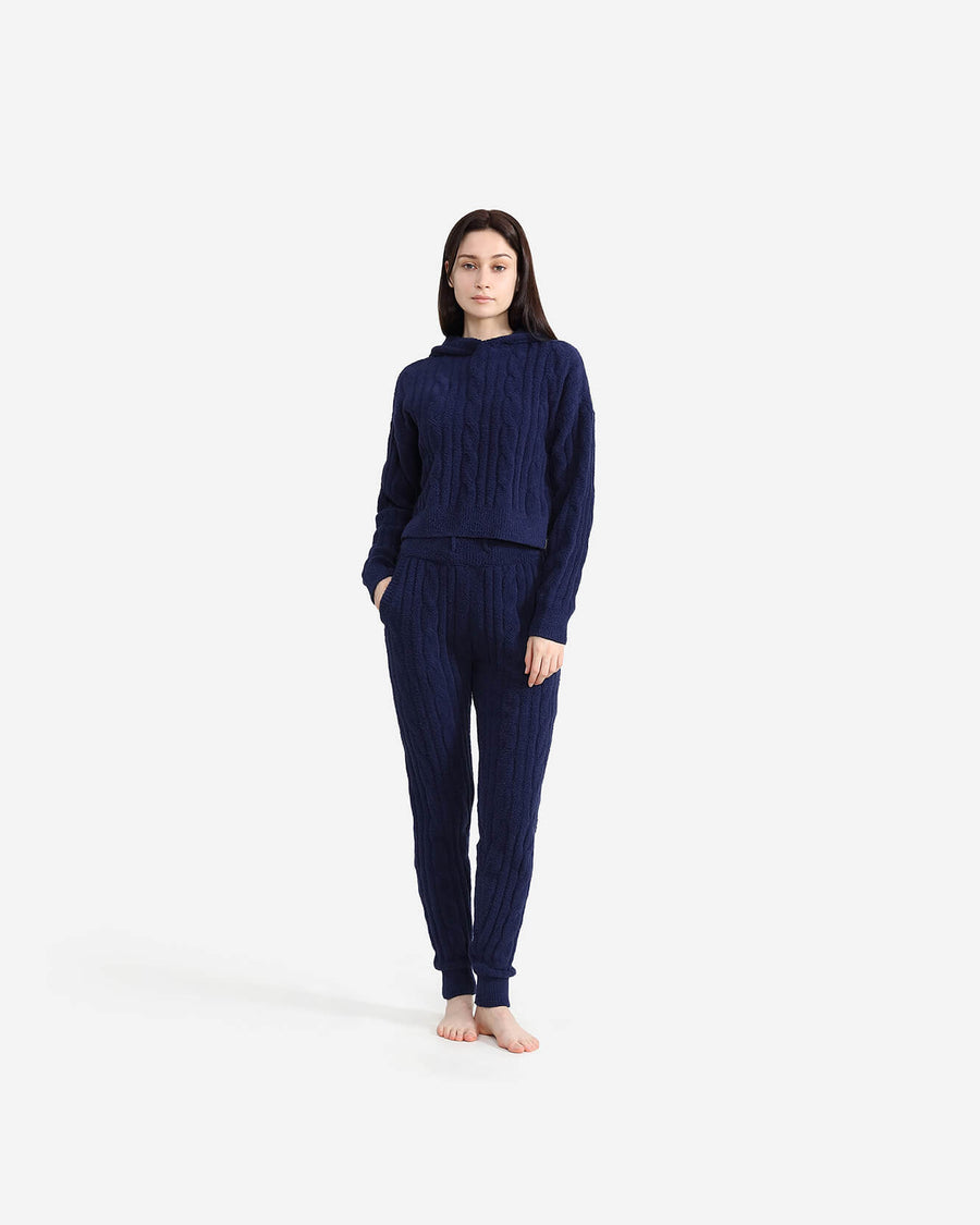 Snug Lite Braided Cropped Hoodie Marine Blue