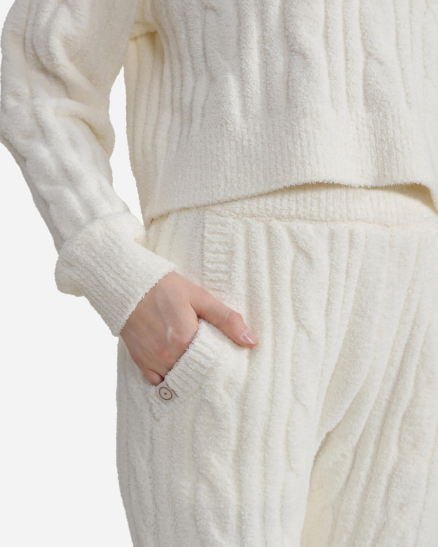 Snug Lite Braided Cropped Hoodie Off White 